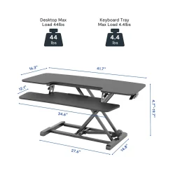 FlexiSpot Standing Desks<M7 Series 42"W Manual Rectangular Adjustable Standing Desk Converter, Black (M7-E-42B)