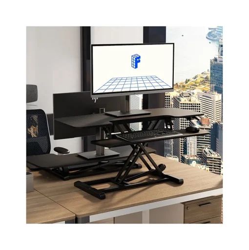 FlexiSpot Standing Desks<M7 Series 42"W Manual Rectangular Adjustable Standing Desk Converter, Black (M7-E-42B)
