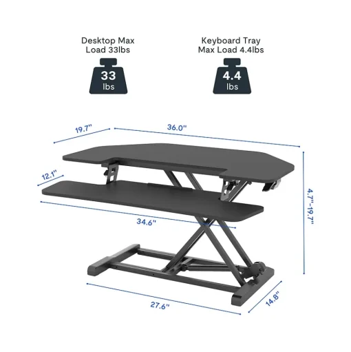 FlexiSpot Standing Desks<M7 Series 36"W Manual Adjustable Standing Desk Converter, Black (M7-E-36C)