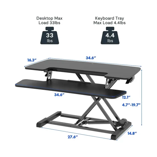 FlexiSpot Standing Desks<M7 Series 35"W Manual Rectangular Adjustable Standing Desk Converter, Black (M7-E-35B)