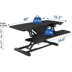 FlexiSpot Standing Desks<40"W Electric Adjustable Standing Desk Converter, Black (EM7L)