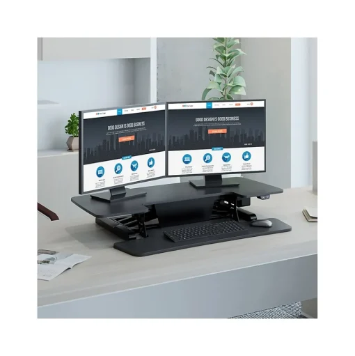 FlexiSpot Standing Desks<40"W Electric Adjustable Standing Desk Converter, Black (EM7L)