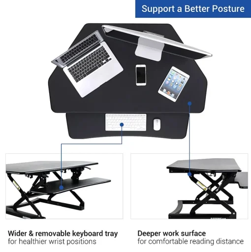 FlexiSpot Standing Desks<41"W Manual Sit-Stand Desk Converter, Black (M4B-E-US)