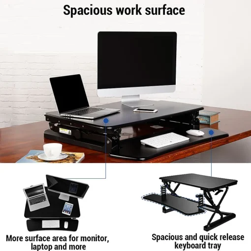 FlexiSpot Standing Desks<35"W Manual Sit-Stand Desk Converter, Black (M2B)
