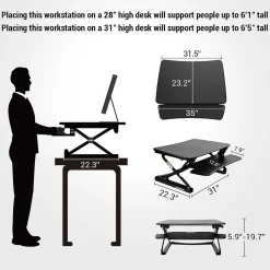 FlexiSpot Standing Desks<35"W Manual Sit-Stand Desk Converter, Black (M2B)