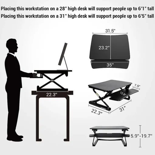 FlexiSpot Standing Desks<35"W Manual Sit-Stand Desk Converter, Black (M2B)