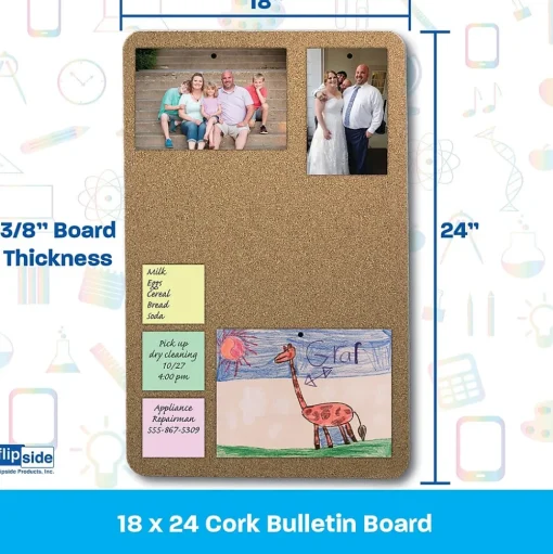 Flipside Bulletin<Cork Bulletin Board, 2' x 1.5', 5/Carton (10086)