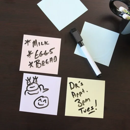 Flipside Dry Erase<Dry-Erase Sticky Notes, 3" x 3", 12/Pack, 2 Packs/Box (95533)
