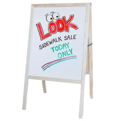 Flipside Dry Erase<Dry-Erase/Chalkboard Marquee Easel, 42", White/Black/Natural Wood (31200)