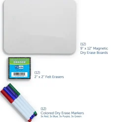 Flipside Dry Erase<Magnetic Dry-Erase Whiteboard Set, 9" x 12", 12/Pack (31004)