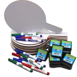 Flipside Dry Erase<Oval Dry-Erase Answer Paddles, Pens, and Erasers Class Pack, 36/Set (19232)