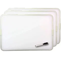 Flipside Dry Erase<Products 2-Sided Magnetic Plastic Dry-Erase Whiteboard, Aluminum Framed, 12" x 17.5", Pack of 3 (FLP18232-3)