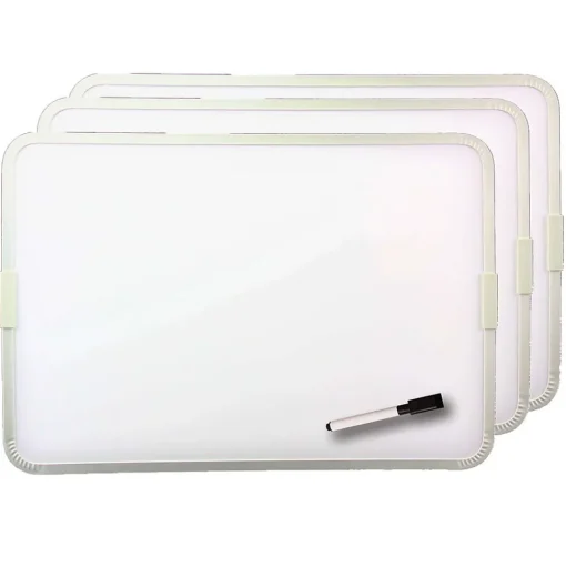 Flipside Dry Erase<Products 2-Sided Magnetic Plastic Dry-Erase Whiteboard, Aluminum Framed, 12" x 17.5", Pack of 3 (FLP18232-3)