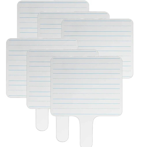Flipside Dry Erase<Products Two-sided Rectangular, Lined/Blank Dry Erase Writing Paddle, 7.75" x 10", Pack of 6 (FLP18002-6)