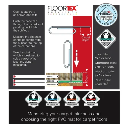 Floortex Chair Mats<Advantagemat Carpet Chair Mat, 48" x 118", Designed for Low-Pile Carpet, Clear PVC (FR1130025EV)