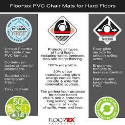 Floortex Chair Mats<Advantagemat Hard Floor Chair Mat, 48" x 60", Black Vinyl (FR124860HEBV)