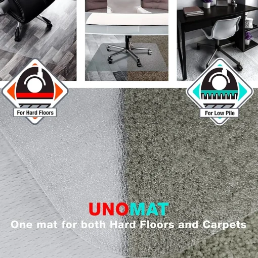 Floortex Chair Mats<Cleartex Unomat Carpet & Hard Floor Chair Mat with Lip, 35" x 47", Low-Pile, Clear (128920LRA)