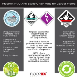 Floortex Chair Mats<Computex Advantagemat Carpet Chair Mat with Lip, 36" x 48", Designed for Medium-Pile Carpet, Clear PVC (319226LV)