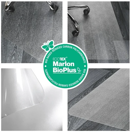 Floortex Chair Mats<Ecotex BioPlus Hard Floor Chair Mat, 45" x 53", Clear Bio Based Polycarbonate (NRCMFLBS0003)
