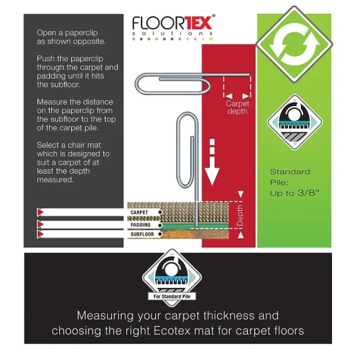 Floortex Chair Mats<Evolutionmat Carpet Chair Mat, 48" x 79", Designed for Standard-Pile Carpet, Clear Enhanced Polymer (ECO114879EP)