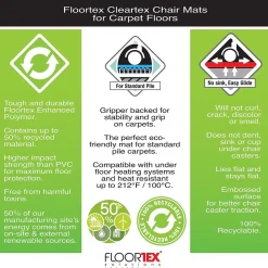 Floortex Chair Mats<Evolutionmat Carpet Chair Mat, 48" x 79", Designed for Standard-Pile Carpet, Clear Enhanced Polymer (ECO114879EP)