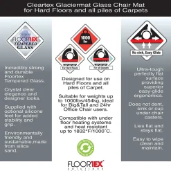 Floortex Chair Mats<Glaciermat Carpet & Hard Floor Chair Mat, 36" x 40", Crystal Clear Glass (NCCMFLGL0012)