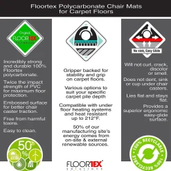 Floortex Chair Mats<Ultimat Carpet Chair Mat, 48" x 118", Designed for Medium-Pile Carpet, Clear Polycarbonate (FR1130023ER)