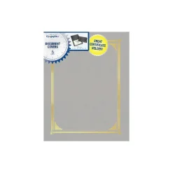 Geographics Awards & Certificates<Classic Linen Certificate Holders, 8.5" x 11", Gray/Gold, 6/Pack (49323)