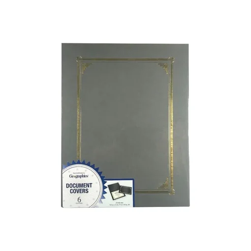 Geographics Awards & Certificates<Classic Linen Certificate Holders, 8.5" x 11", Gray/Gold, 6/Pack (49323)
