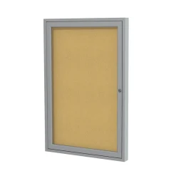Ghent Bulletin<36" H x 30" W Enclosed Natural Cork Bulletin Board with Satin Frame, 1 Door (PA13630K)
