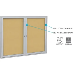 Ghent Bulletin<36" H x 30" W Enclosed Natural Cork Bulletin Board with Satin Frame, 1 Door (PA13630K)