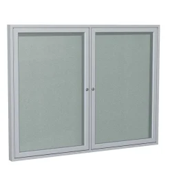 Ghent Bulletin<3' H x 5' W Enclosed Vinyl Bulletin Board with Satin Frame, 2 Door, Silver (PA23660VX-193)