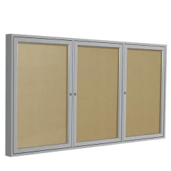 Ghent Bulletin<4' H x 6' W Enclosed Vinyl Bulletin Board with Satin Frame, 3 Door (PA34872VX-181)