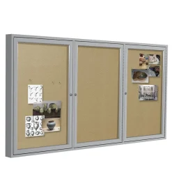 Ghent Bulletin<4' H x 6' W Enclosed Vinyl Bulletin Board with Satin Frame, 3 Door (PA34872VX-181)