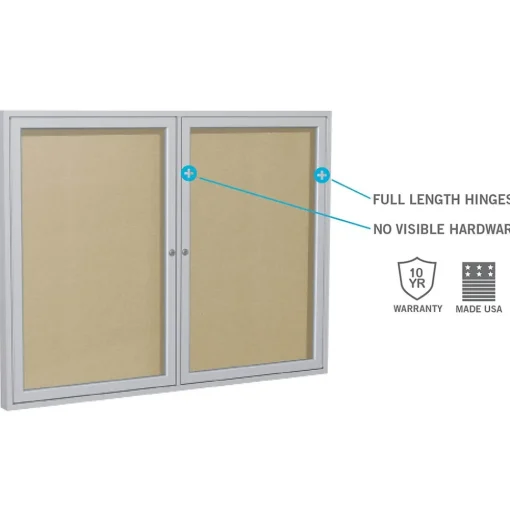 Ghent Bulletin<4' H x 6' W Enclosed Vinyl Bulletin Board with Satin Frame, 3 Door (PA34872VX-181)