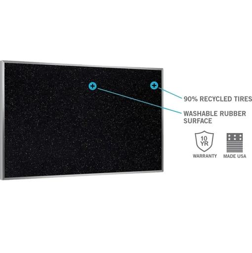 Ghent Bulletin<4' H x 6' W Recycled Bulletin Board with Aluminum Frame, Black (ATR46-BK)
