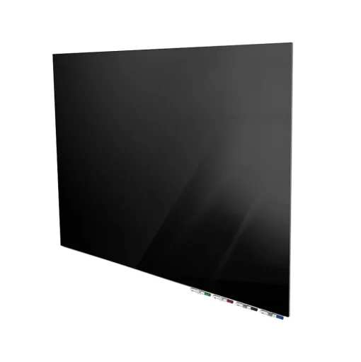 Ghent Dry Erase<Aria 4'H x 6'W Low Profile Glass Whiteboard, Black (ARIASN46BK)