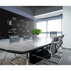 Ghent Dry Erase<Aria 4'H x 6'W Low Profile Glass Whiteboard, Black (ARIASN46BK)