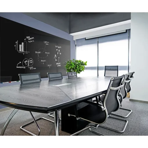 Ghent Dry Erase<Aria 4'H x 6'W Low Profile Glass Whiteboard, Black (ARIASN46BK)