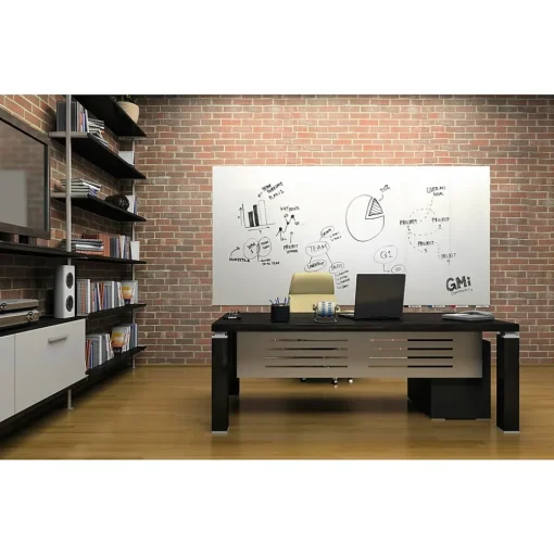 Ghent Dry Erase<Aria Low Profile Glass Whiteboard, 4'H x 5'W, White (ARIASN45WH)