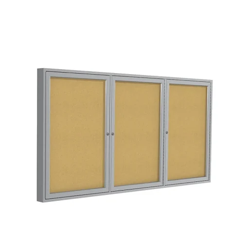 Ghent Bulletin<Cork Enclosed Bulletin Board, Satin Frame, 4'H x 8'W (PA34896K)