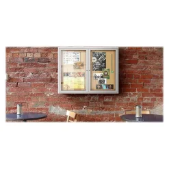 Ghent Bulletin<Cork Enclosed Bulletin Board, Satin Frame, 4'H x 8'W (PA34896K)