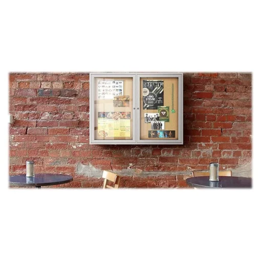 Ghent Bulletin<Cork Enclosed Bulletin Board, Satin Frame, 4'H x 8'W (PA34896K)