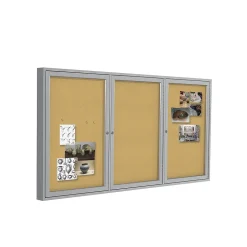 Ghent Bulletin<Cork Enclosed Bulletin Board, Satin Frame, 3'H x 6'W (PA33672K)