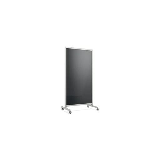 Ghent Dry Erase<EZ Magnetic Glass Mobile Dry-Erase Whiteboard, Aluminum Frame, 75"H x 38"W (EZ1MA7538BK)