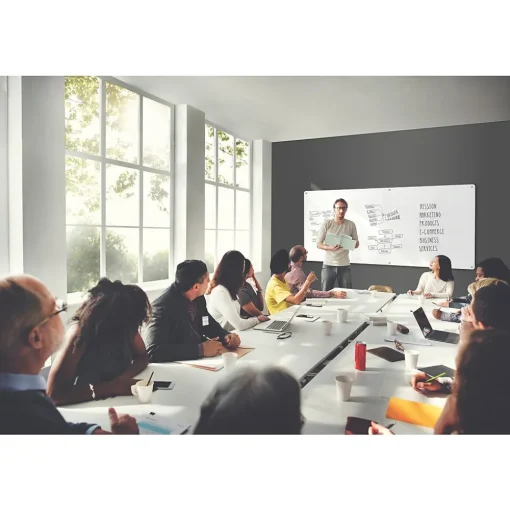 Ghent Dry Erase<Harmony Glass Whiteboard with Radius Corners, 4'H x 5'W (HMYRN45WH)