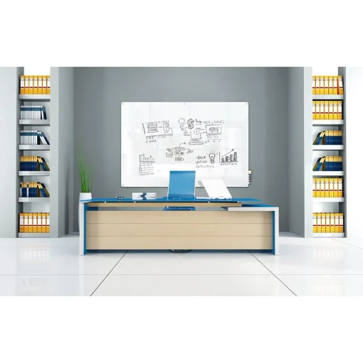 Ghent Dry Erase<Harmony Glass Whiteboard with Radius Corners, 4'H x 5'W (HMYRN45WH)