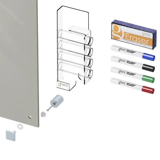 Ghent Dry Erase<Harmony 4'H x 6'W Glass Whiteboard with Square Corners, Gray (HMYSN46GY)