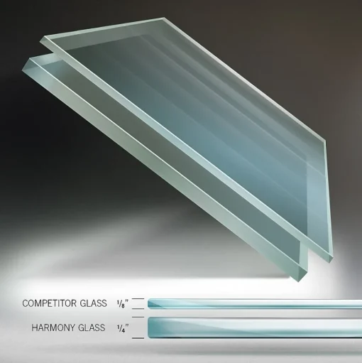 Ghent Dry Erase<Harmony 4'H x 6'W Glass Whiteboard with Square Corners, Gray (HMYSN46GY)
