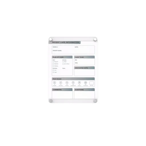 Ghent Dry Erase<Slide Changeable Patient Room Glass Dry-Erase Whiteboard, 36"H x 24" W (GRPHMYRNFM11P-23-12V)